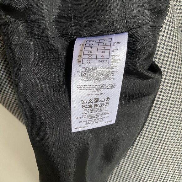 Brooks Brothers Sheath Dress 12 Gray Houndstooth Wool Career Office Wear - Picture 9 of 13